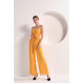 Women Yellow Color Wide Leg Cami Jumpsuit